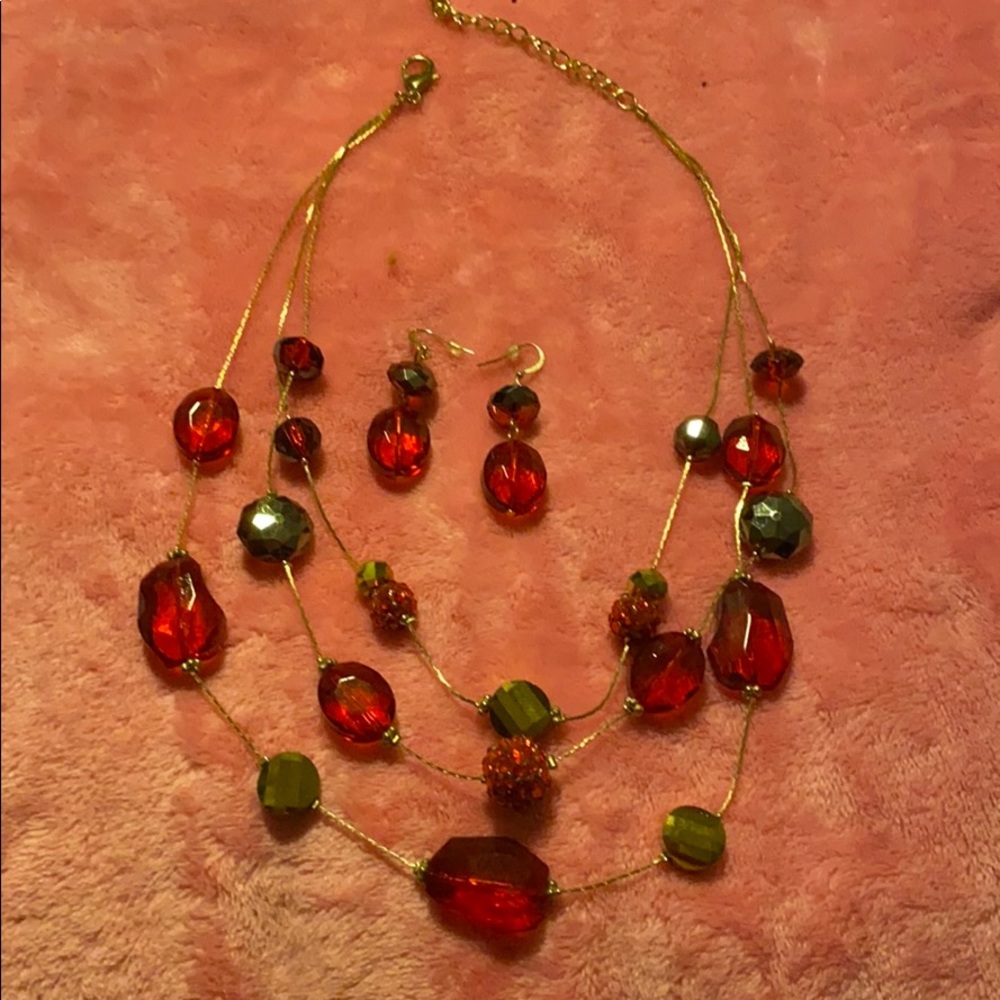 Necklace with matching earrings.